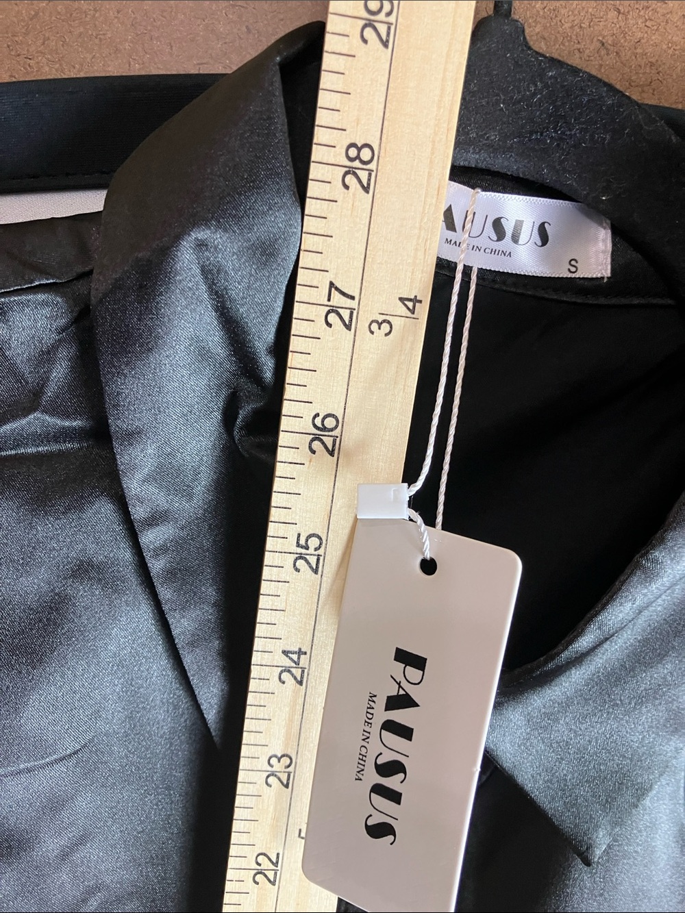 Women's Black Satin Button-Front Blouse - Picture 6 of 9